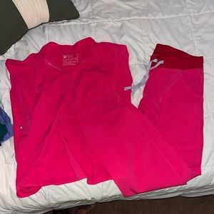 Pink figs scrubs set